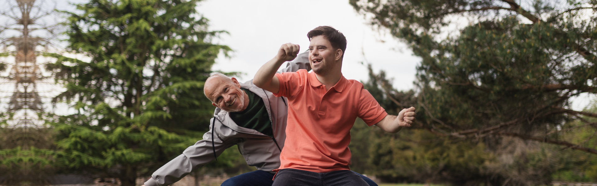 Father and son playing