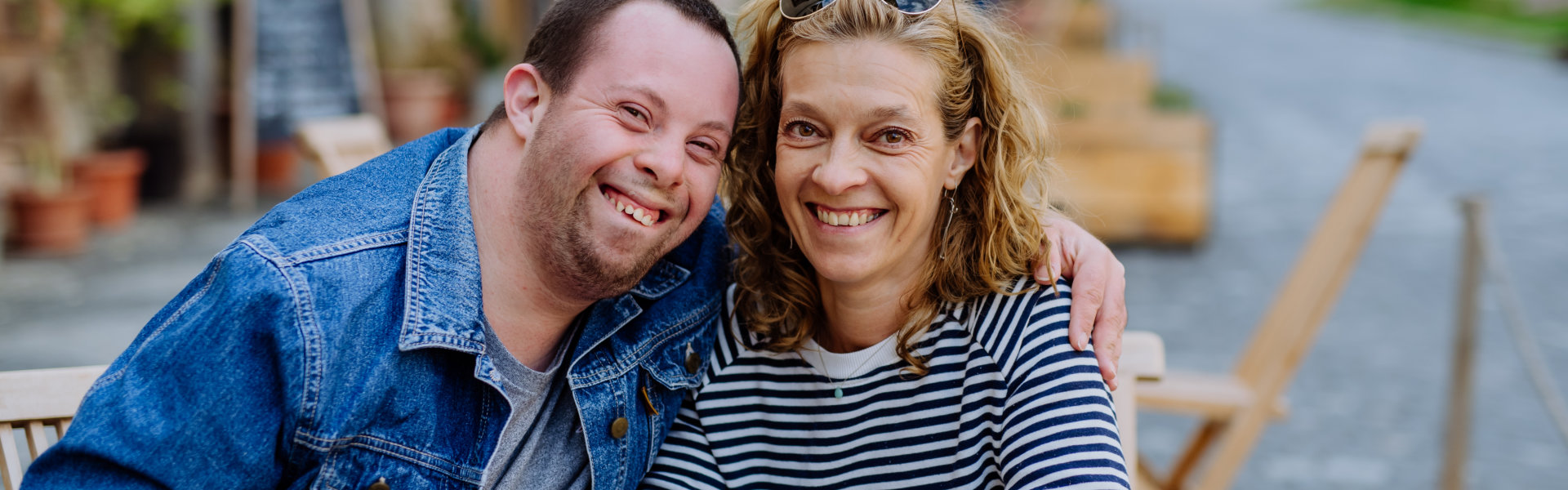 Young man and woman smiling